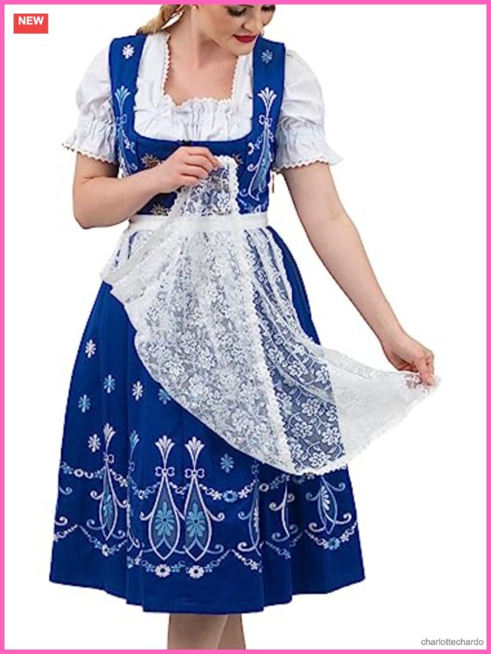 Authentic Bavarian Dirndl Dress 3 Piece Set Cotton Blend Oktoberfest